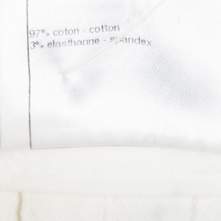مملوكة مسبقًا Chanel Off White Cotton Pleated Skirt L
