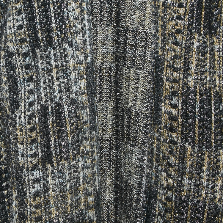 Pre Owned Chanel Metallic Lurex Knit Neck Tie Long Cape M