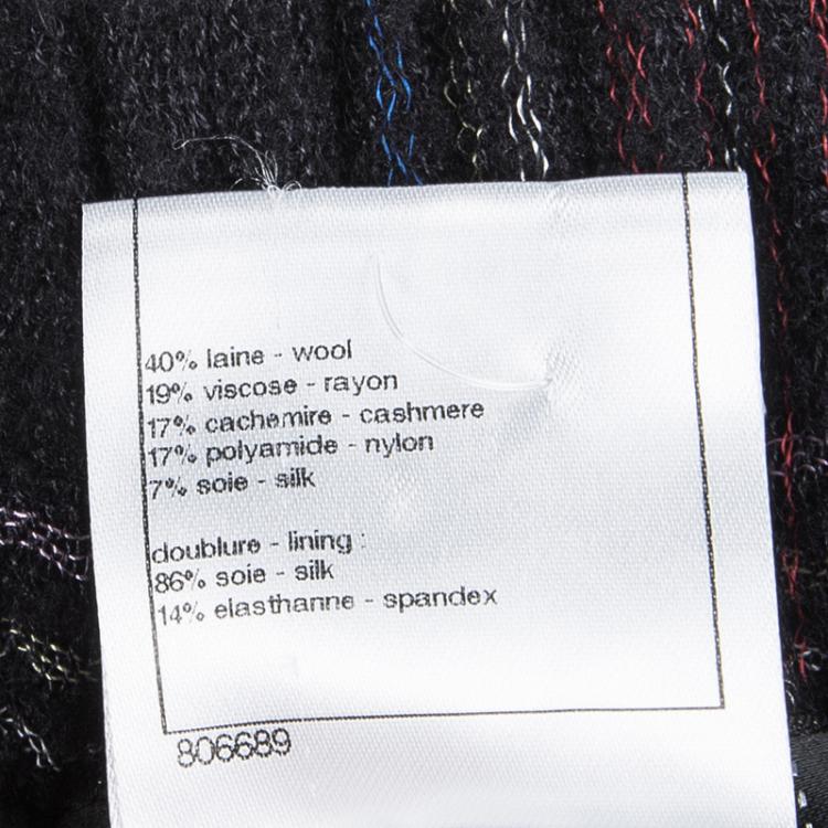 Pre Owned Chanel Black Tartan Plaid Elasticized Waist Braid Applique Detail Pants M