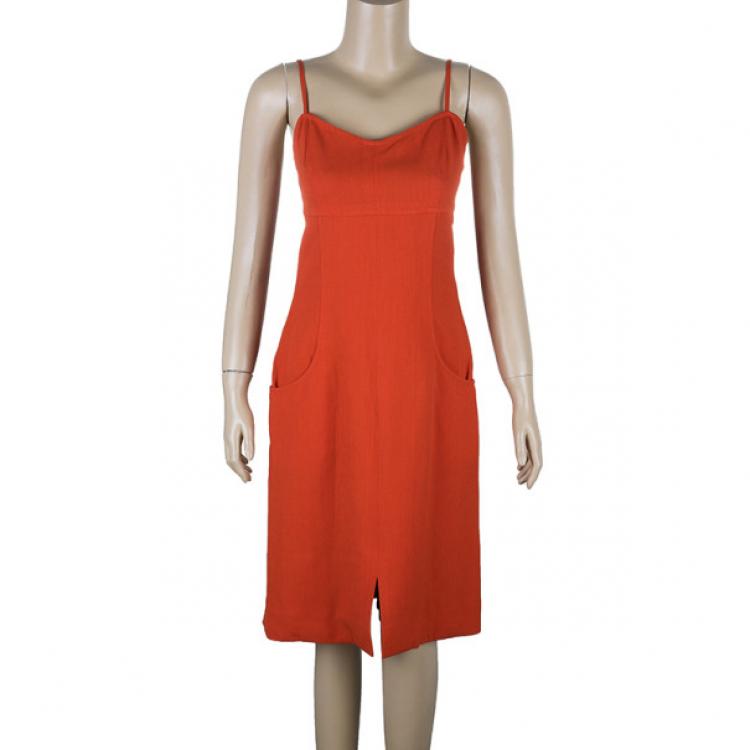 Pre Owned Chanel Orange Knee-length Dress L