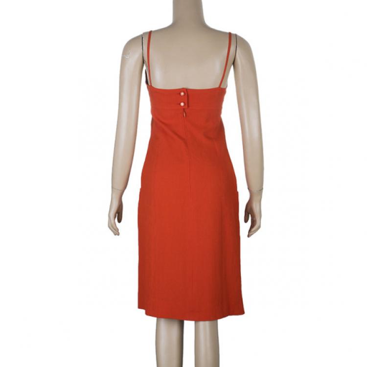Pre Owned Chanel Orange Knee-length Dress L
