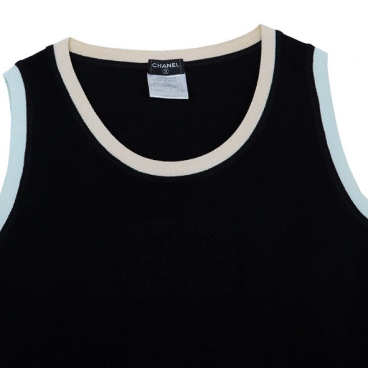 Pre Owned Chanel Block Color Ribbed Sleeveless Top L