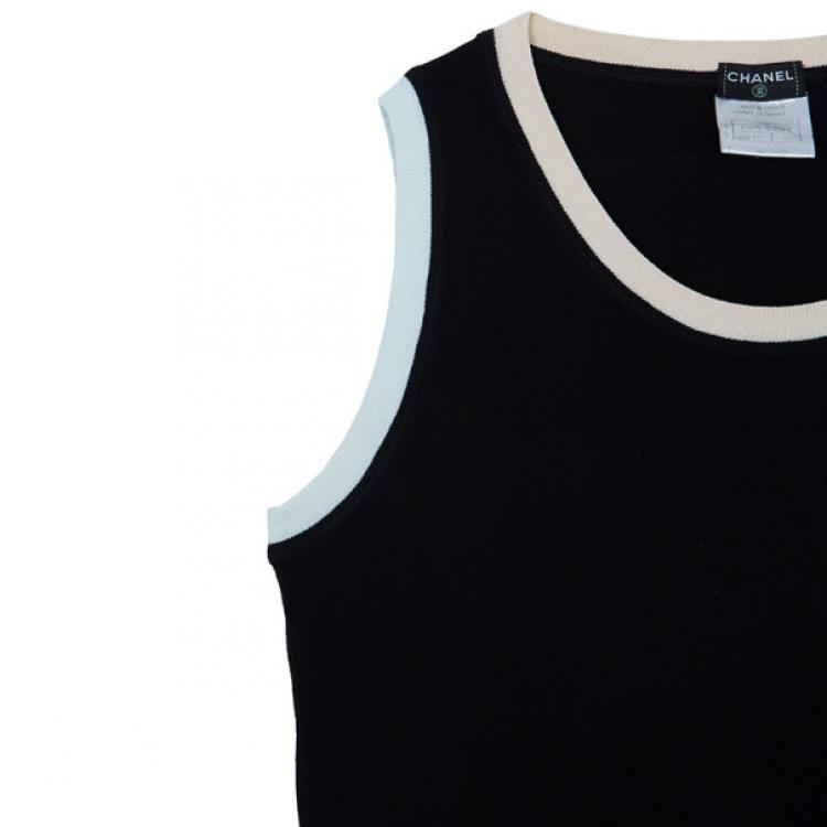 Pre Owned Chanel Block Color Ribbed Sleeveless Top L