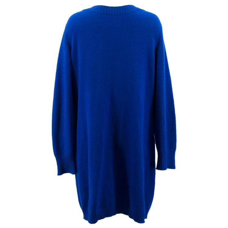 Pre Owned Chanel Electric Blue Cashmere Long Cardigan XL