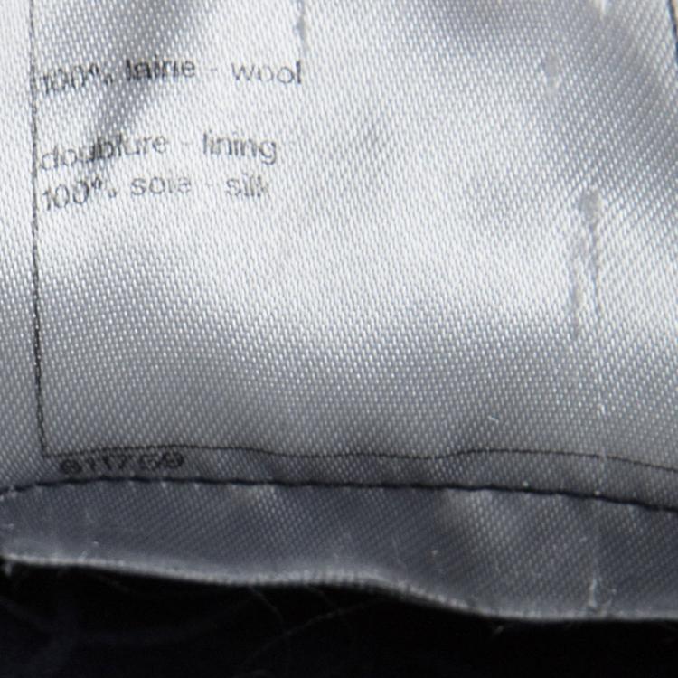 Pre Owned Chanel Navy Blue Wool Scallop Trim Detail Jacket XXL