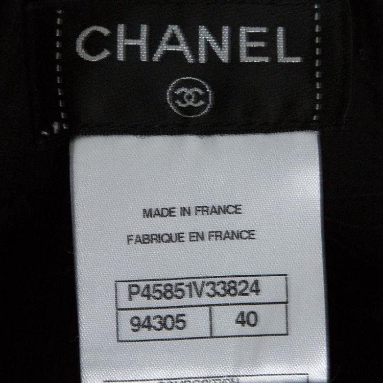 Pre Owned Chanel Black Perforated High Waist Trousers M