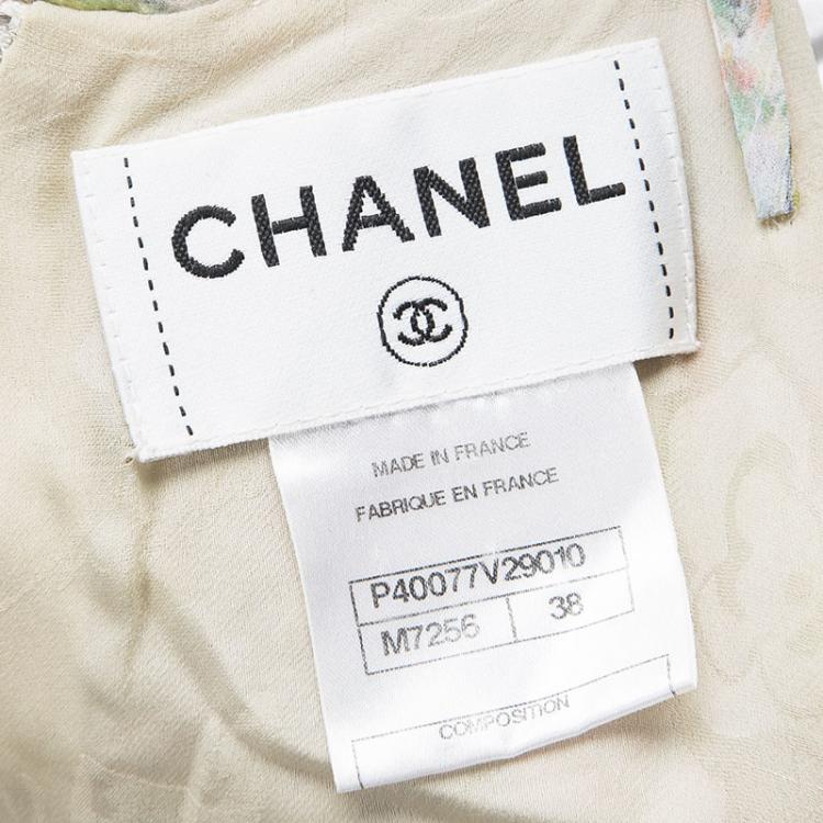 Pre Owned Chanel Multicolor Polka Dot Printed Silk Tiered Sleeveless Dress M