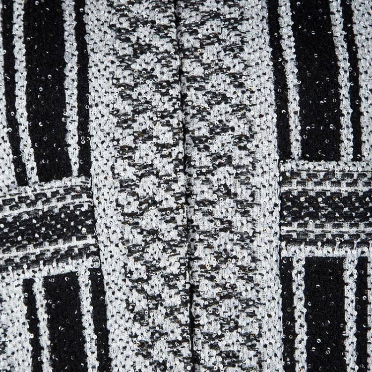 Pre Owned Chanel Monochrome Textured Sequined Jacket XL