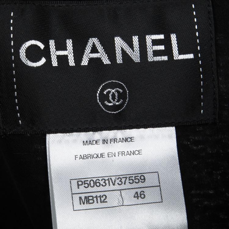 Pre Owned Chanel Monochrome Textured Sequined Jacket XL