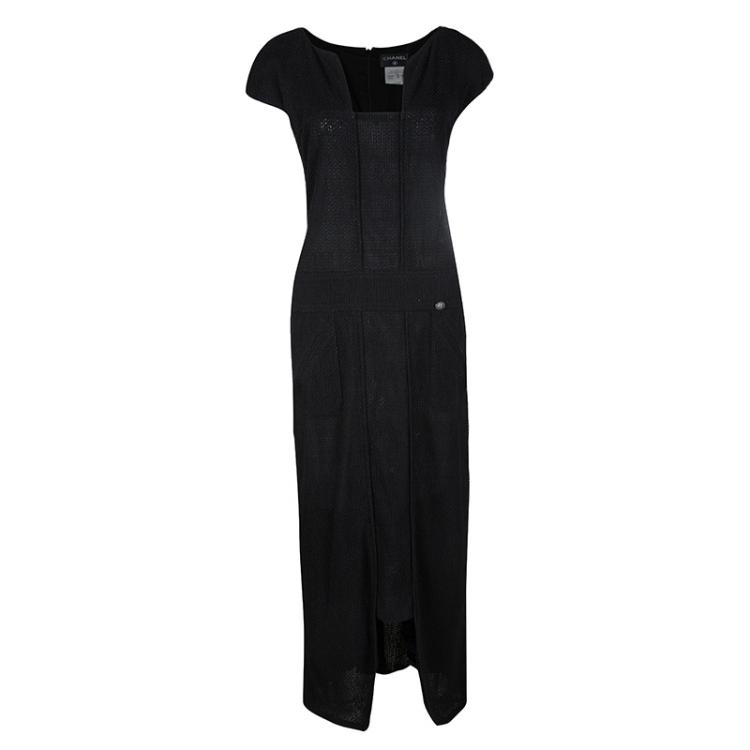 black cap sleeve maxi dress