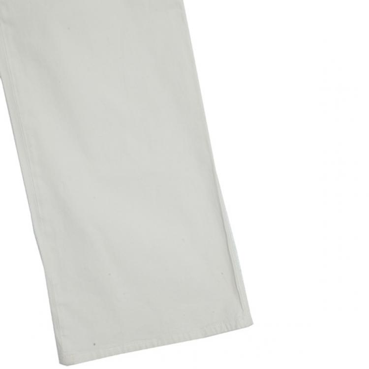 Pre Owned Chanel Off-white Wide-leg Trousers M