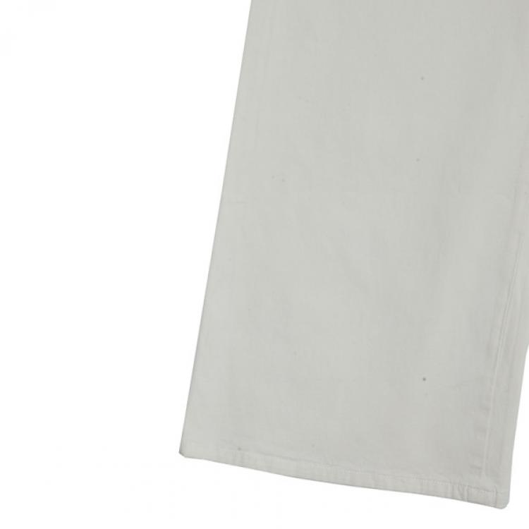 Pre Owned Chanel Off-white Wide-leg Trousers M