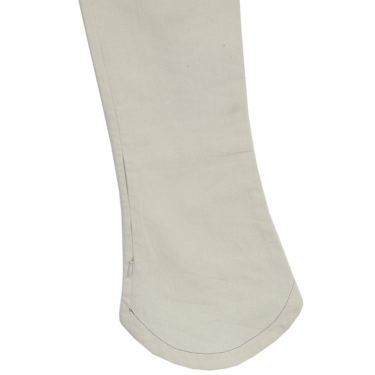 Pre Owned Chanel White Trousers With Embroidered Back Pocket Detail S