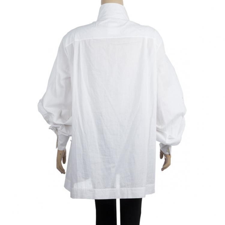 Pre Owned Chanel White Tuxedo Shirt M