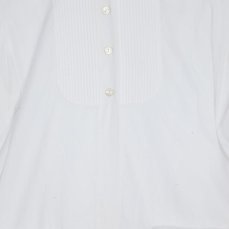 Pre Owned Chanel White Tuxedo Shirt M