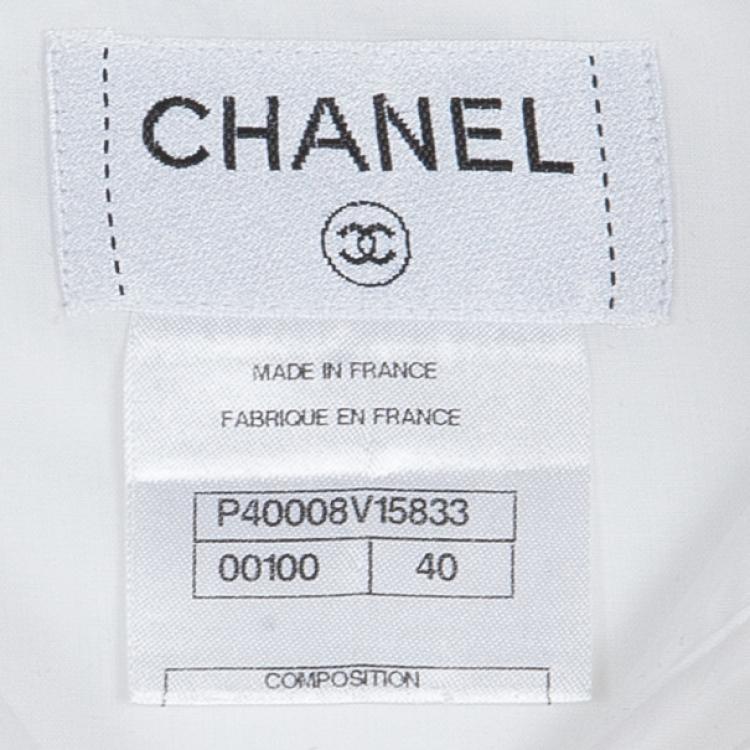 Pre Owned Chanel White Tuxedo Shirt M