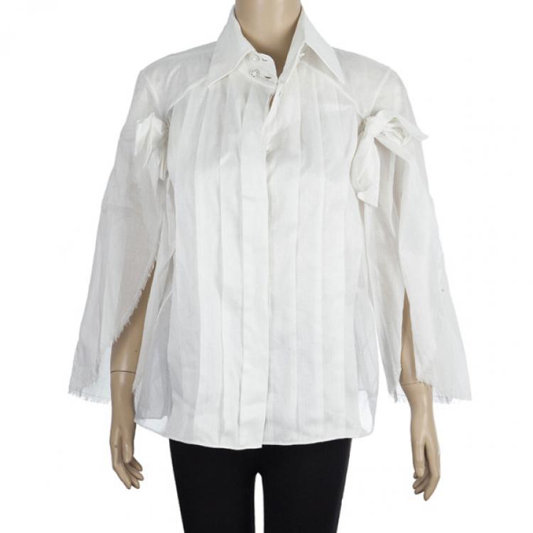 Chanel White Long Sleeve Shirt S Chanel