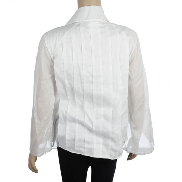 Pre Owned Chanel White Long Sleeve Shirt S