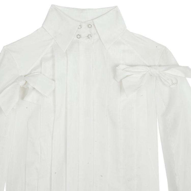 Pre Owned Chanel White Long Sleeve Shirt S