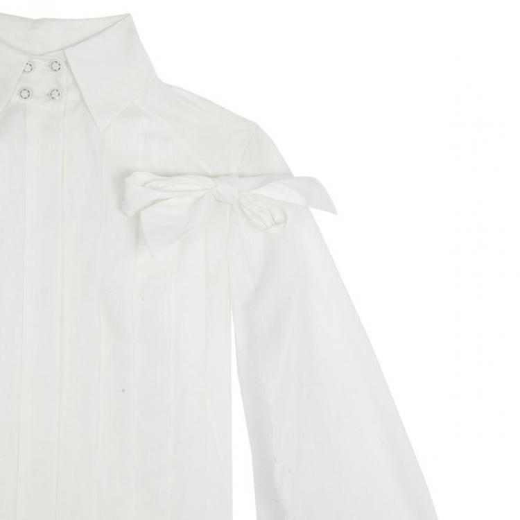 Pre Owned Chanel White Long Sleeve Shirt S