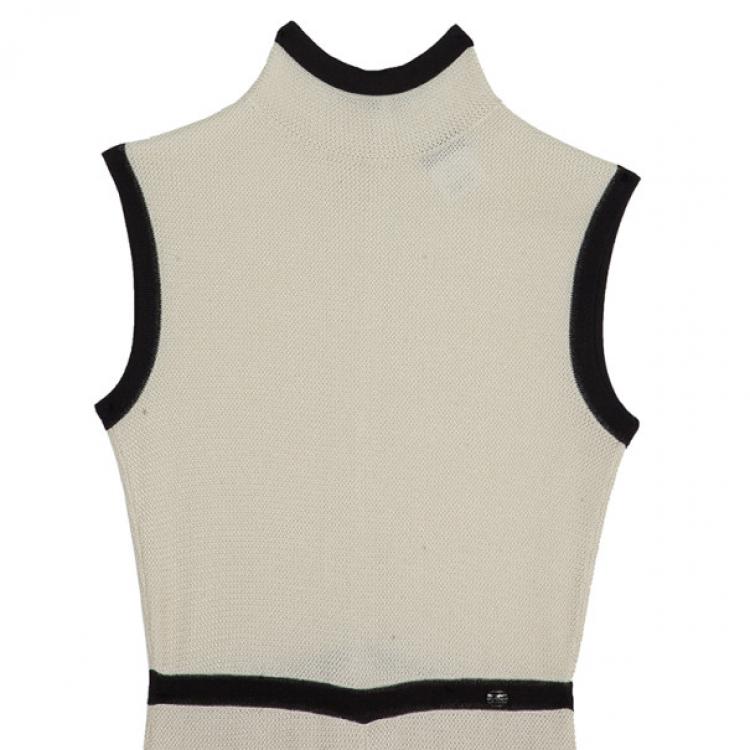 Pre Owned Chanel Cream Turtleneck Jumpsuit S