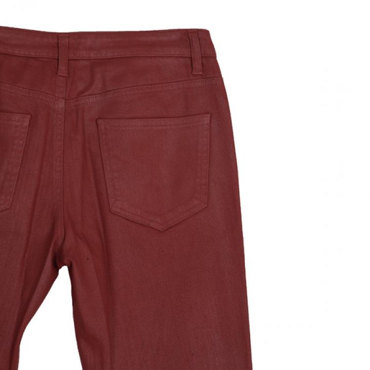 Pre Owned Chanel Red Denim Jeans S