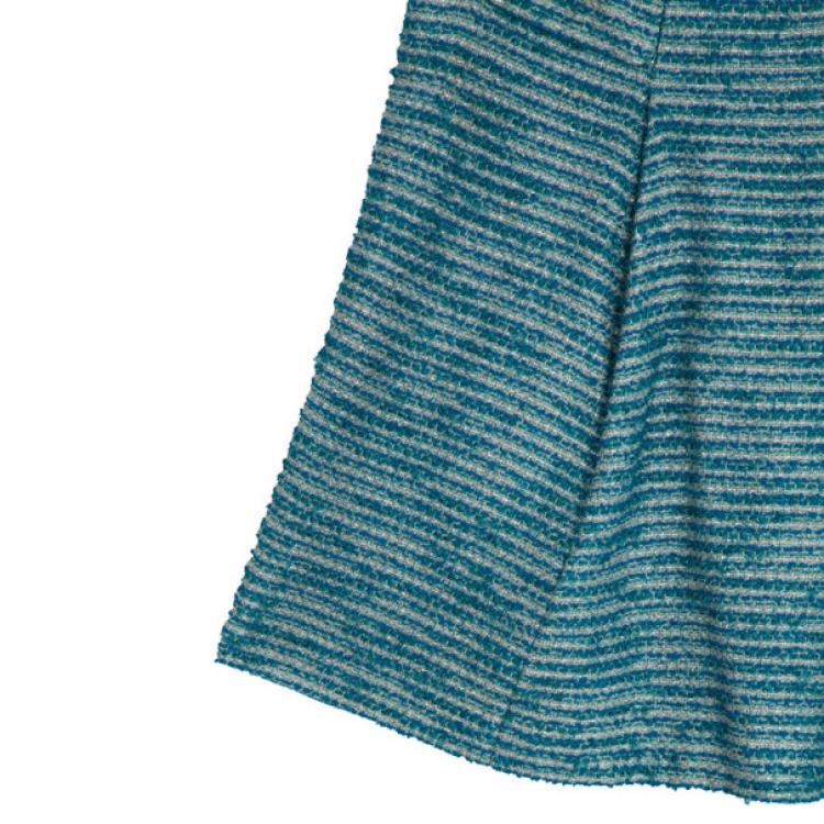 Pre Owned Chanel Blue Tweed Skirt Suit L