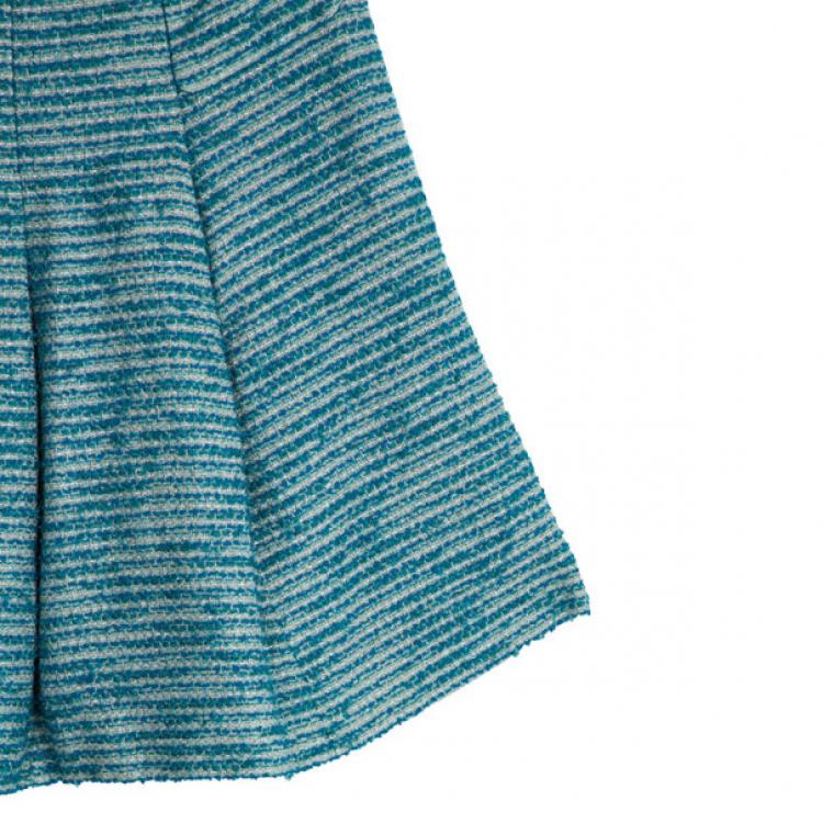 Pre Owned Chanel Blue Tweed Skirt Suit L