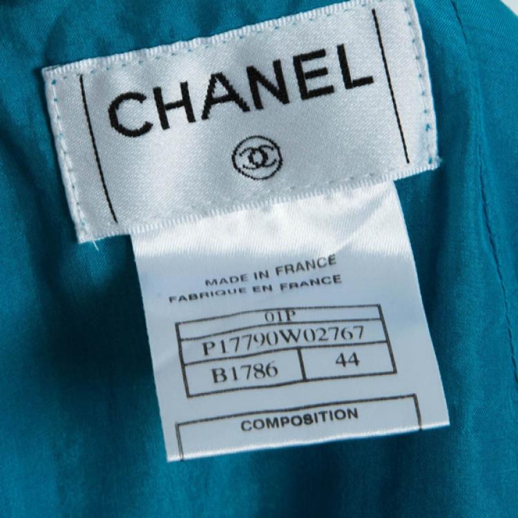 Pre Owned Chanel Blue Tweed Skirt Suit L