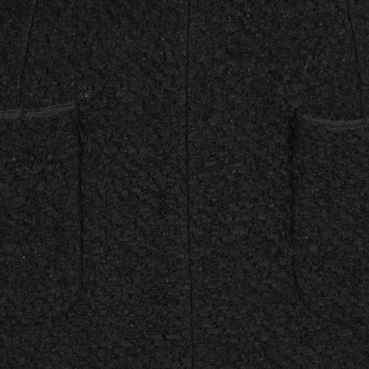 Pre Owned Chanel Black Textured Patch Pocket Detail Pencil Skirt  S