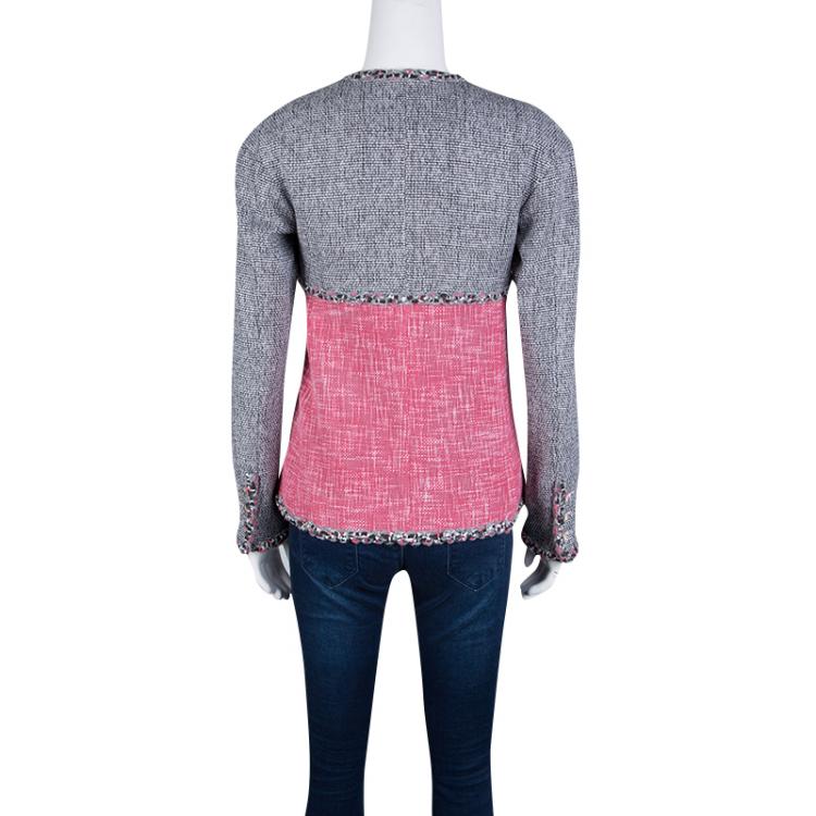 مملوكة مسبقًا Chanel Multicolor Contrast Panel Detail Textured Jacket S