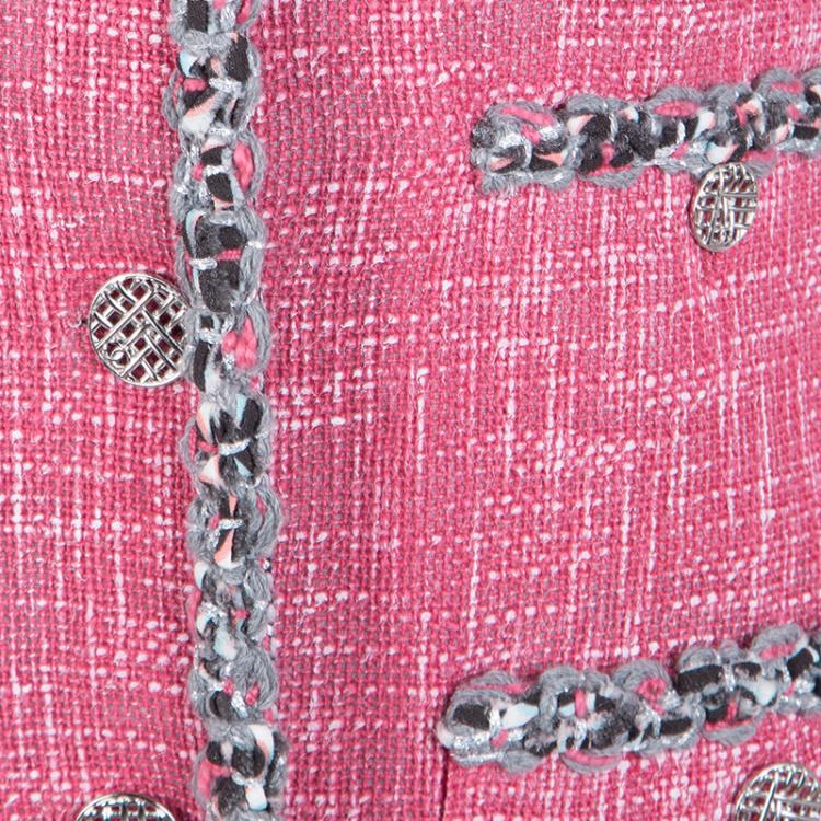 مملوكة مسبقًا Chanel Multicolor Contrast Panel Detail Textured Jacket S