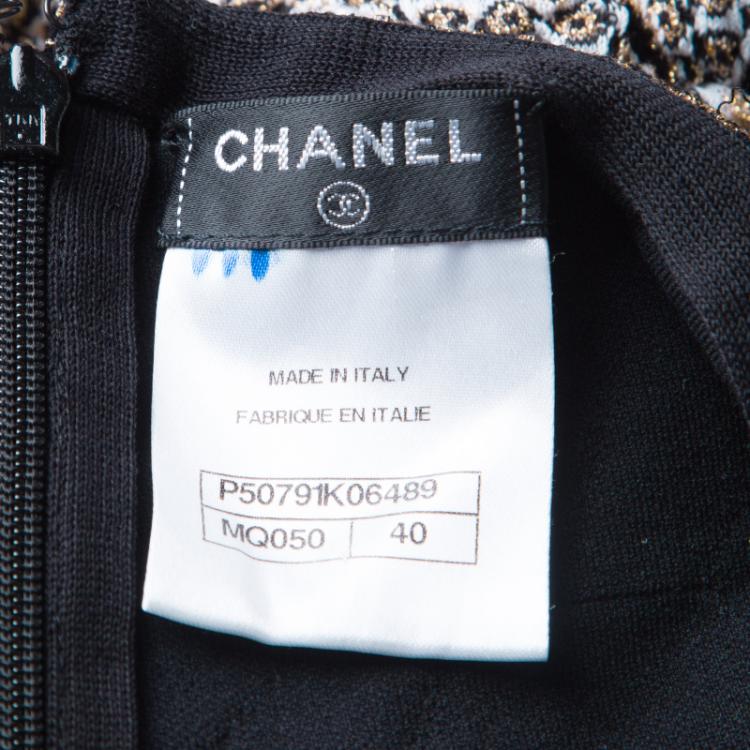 Pre Owned Chanel Multicolor Lurex Jacquard Knit Tapered Pants M