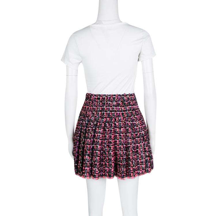 Pre Owned Chanel Multicolor Lurex Detail Textured Pleated Mini Skirt S