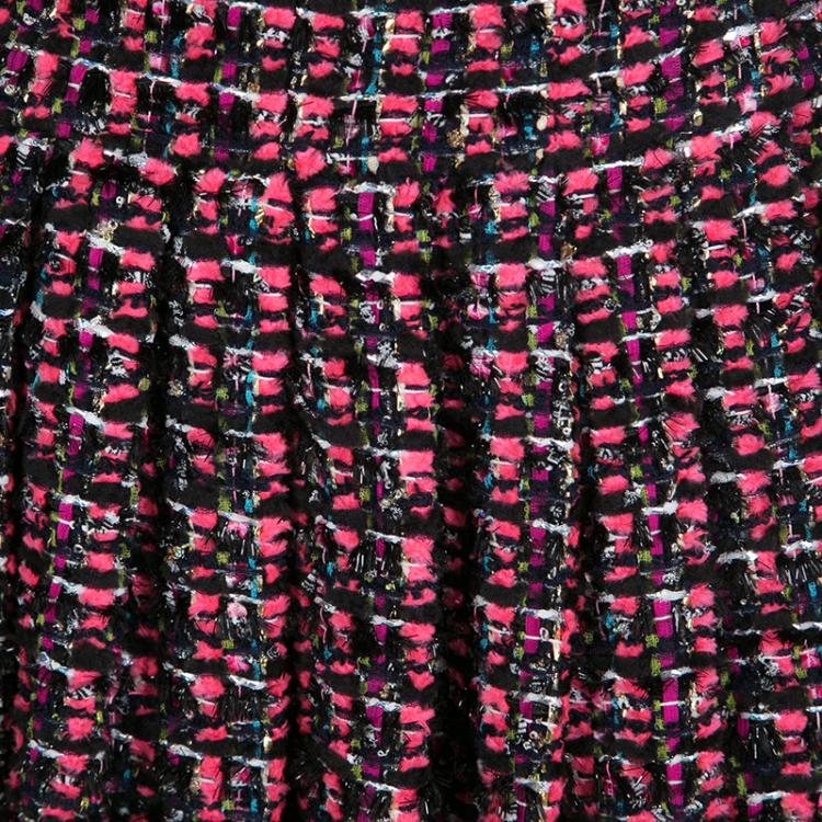 Pre Owned Chanel Multicolor Lurex Detail Textured Pleated Mini Skirt S