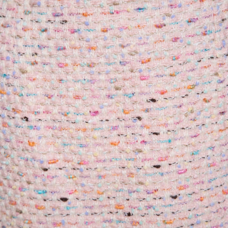 Pre Owned Chanel Vintage Pink Textured Pencil Skirt L