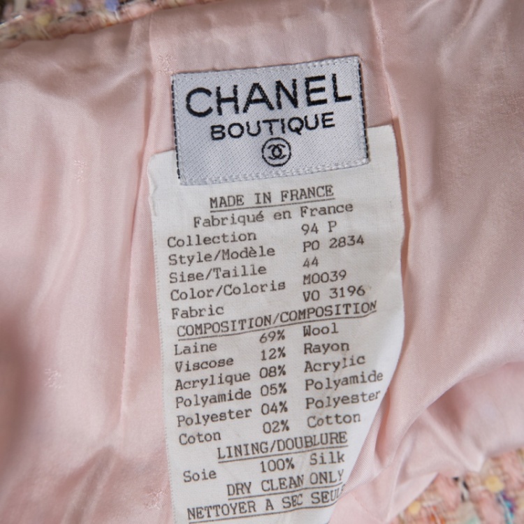 Pre Owned Chanel Vintage Pink Textured Pencil Skirt L