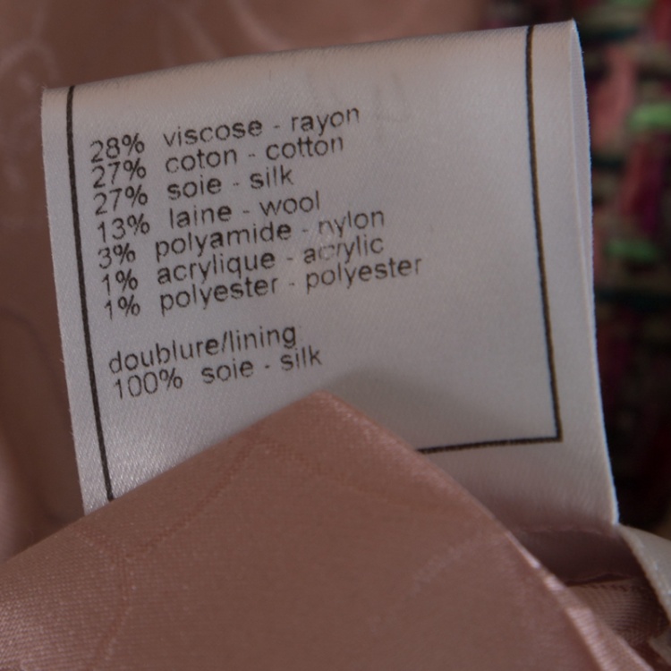 Pre Owned Chanel Vintage Multicolor Textured Contrast Trim Boucle Jacket M