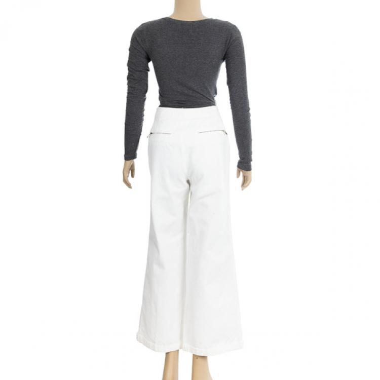 Pre Owned Chanel Cream Denim Culottes M