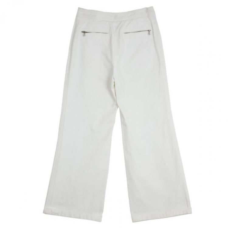 Pre Owned Chanel Cream Denim Culottes M