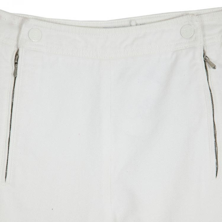 Pre Owned Chanel Cream Denim Culottes M