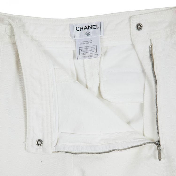 Pre Owned Chanel Cream Denim Culottes M