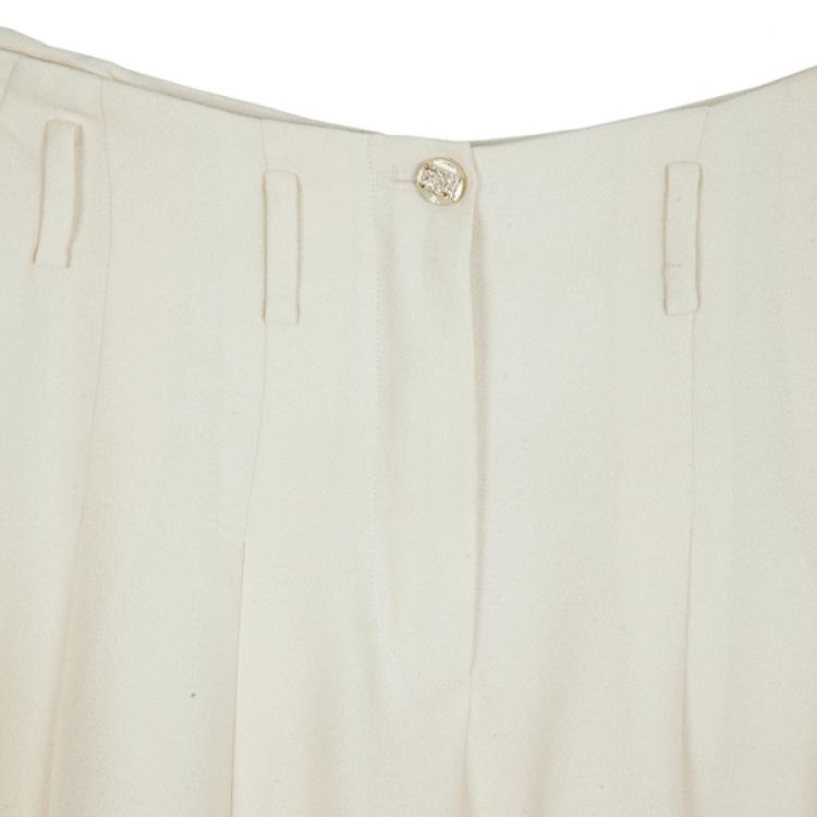 Pre Owned Chanel Cream Skater Skirt M