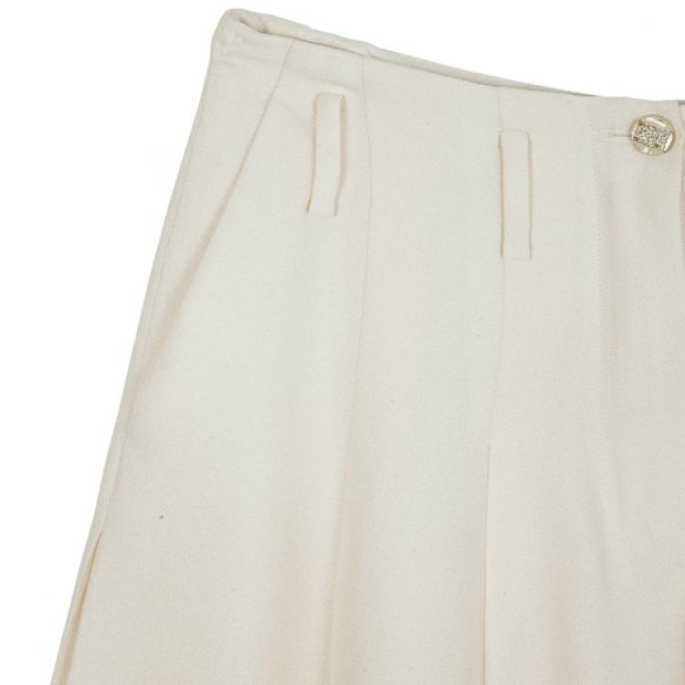 Pre Owned Chanel Cream Skater Skirt M