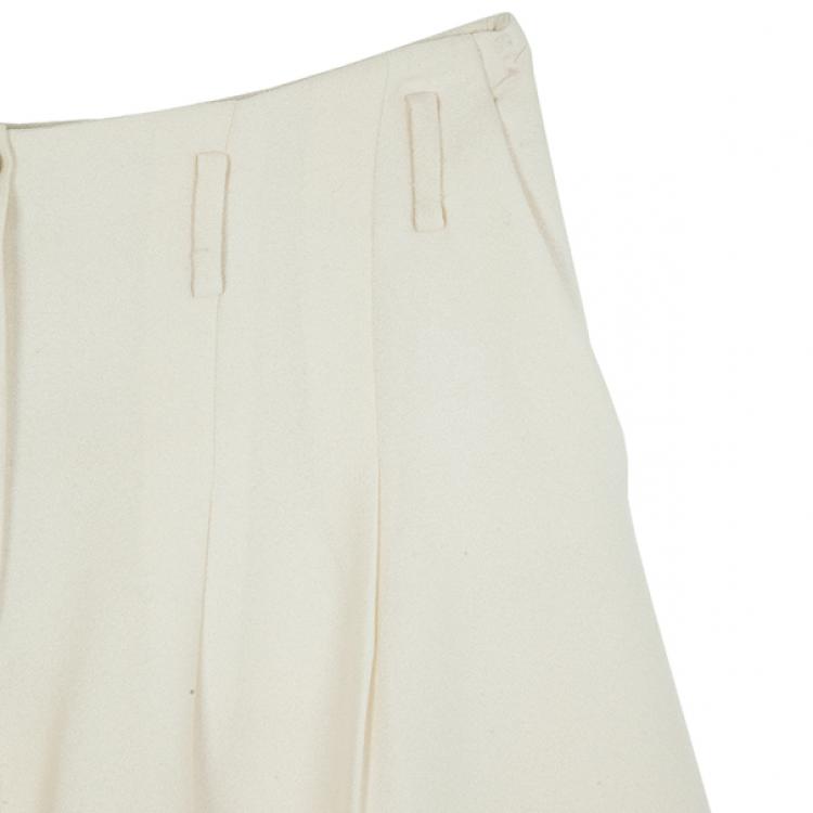 Pre Owned Chanel Cream Skater Skirt M