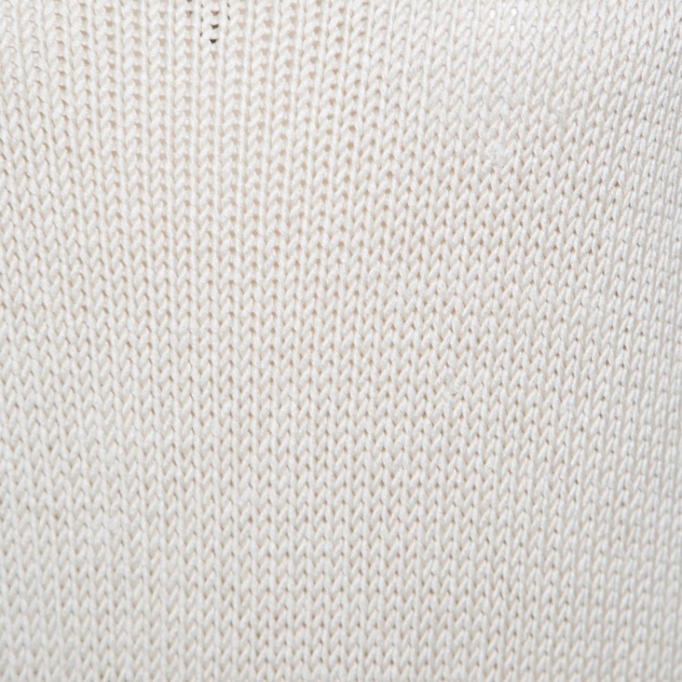 Pre Owned Chanel Cream Crochet Knit Sleeveless Fit and Flare Dress L