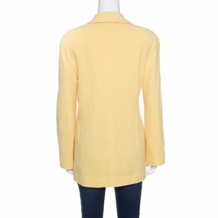 مملوكة مسبقًا Chanel Yellow Textured Wool Jacket M