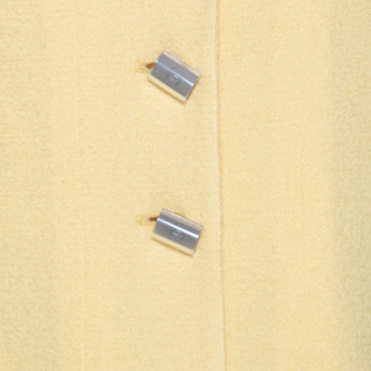 مملوكة مسبقًا Chanel Yellow Textured Wool Jacket M