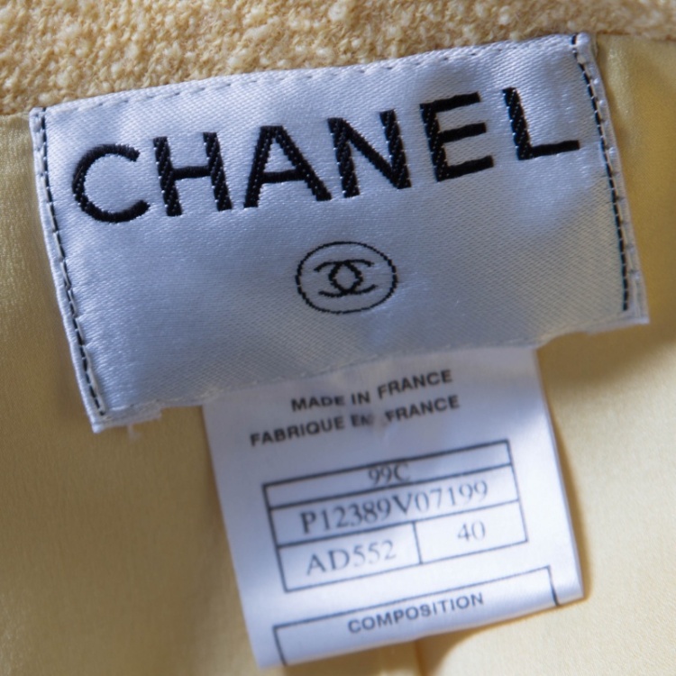 مملوكة مسبقًا Chanel Yellow Textured Wool Jacket M