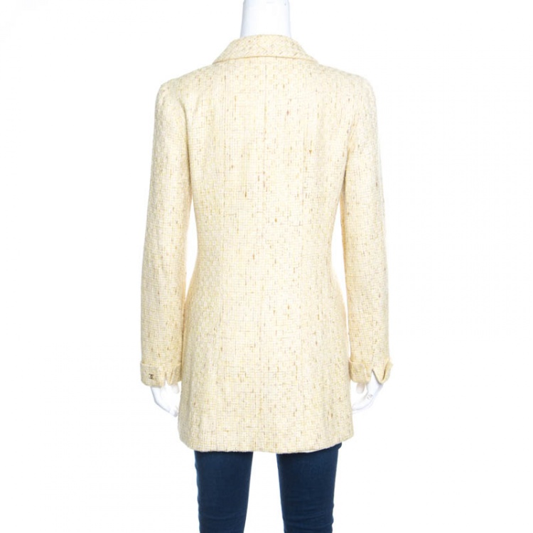 مملوكة مسبقًا Chanel Vintage Yellow Textured Zip Front Coat S
